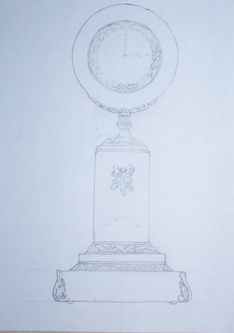 проект часов из большого письменного набора из нефрита с серебром 925 пробы