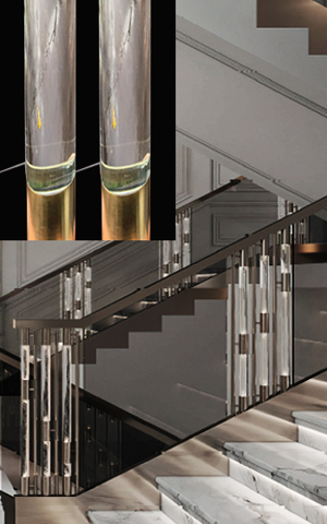 стеклянные балясины в лестничных ограждениях производство 